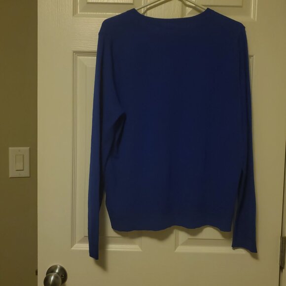 Max Studio Women's 100% Extra Fine Merino Wool Blue Pullover Sweater Size L-XL - Picture 11 of 11